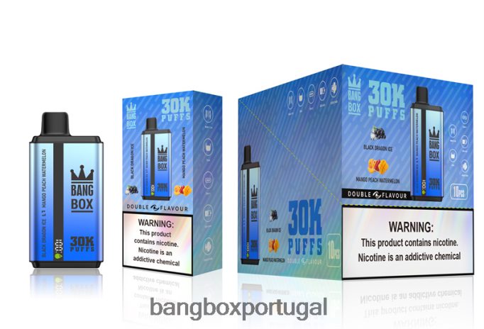 Bang Box 30.000 baforadas sabores duplos gelo de dragão negro e melancia de manga e pêssego - Bang Box Portugal