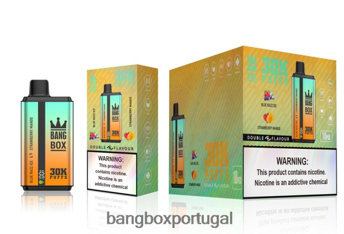 Bang Box 30.000 baforadas sabores duplos gelo razz azul e manga morango - Bang Box Vape Price