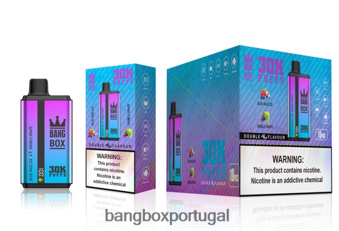 Bang Box 30.000 baforadas sabores duplos gelo razz azul e uva dupla - Bang Box Lisbon