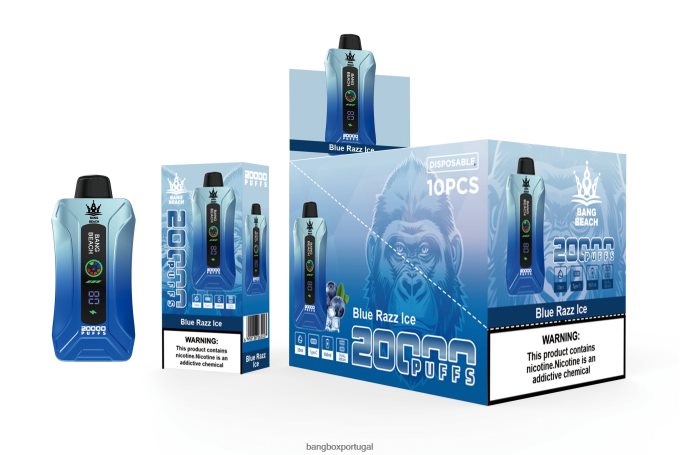 Bang Beach Vape de tela inteligente de 20.000 sopros gelo azul - Bang Box Portugal