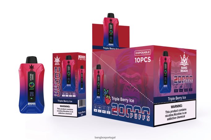 Bang Beach Vape de tela inteligente de 20.000 sopros gelo de baga tripla - Bang Box Vape Price