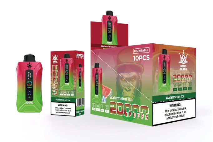 Bang Beach Vape de tela inteligente de 20.000 sopros gelo de melancia - Bang Box Lisbon