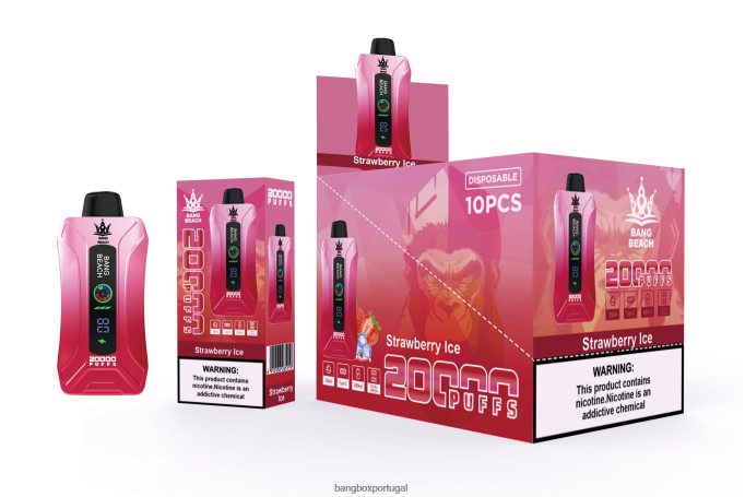 Bang Beach Vape de tela inteligente de 20.000 sopros gelo de morango - Bang Box Portugal