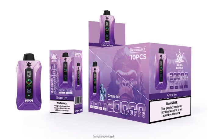 Bang Beach Vape de tela inteligente de 20.000 sopros gelo de uva - Bang Box Portugal