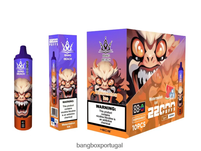 Bang Beach Tela inteligente de 22.000 baforadas gelo de melancia - Bang Box Lisbon
