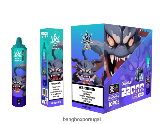 Bang Beach Tela inteligente de 22.000 baforadas gelo de uva - Bang Box Edition